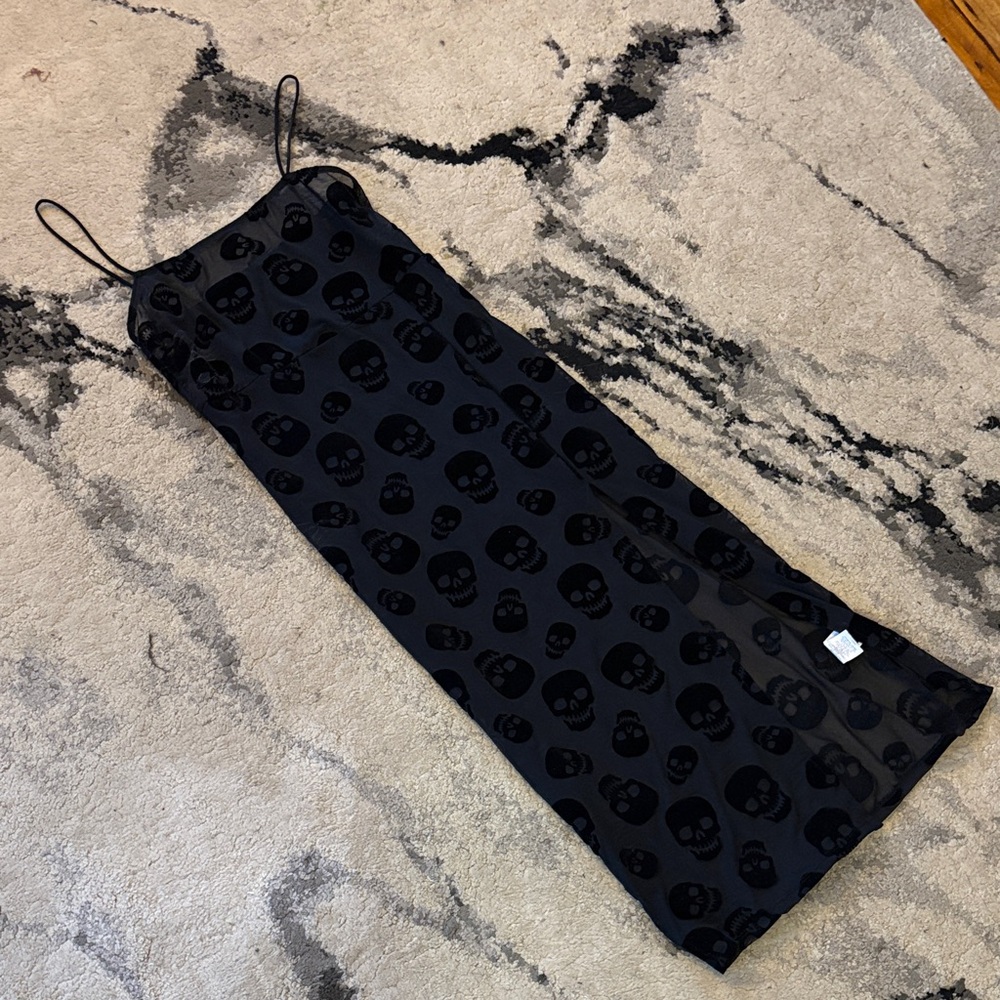 SHEIN Black Patterned skull sheer Dress
